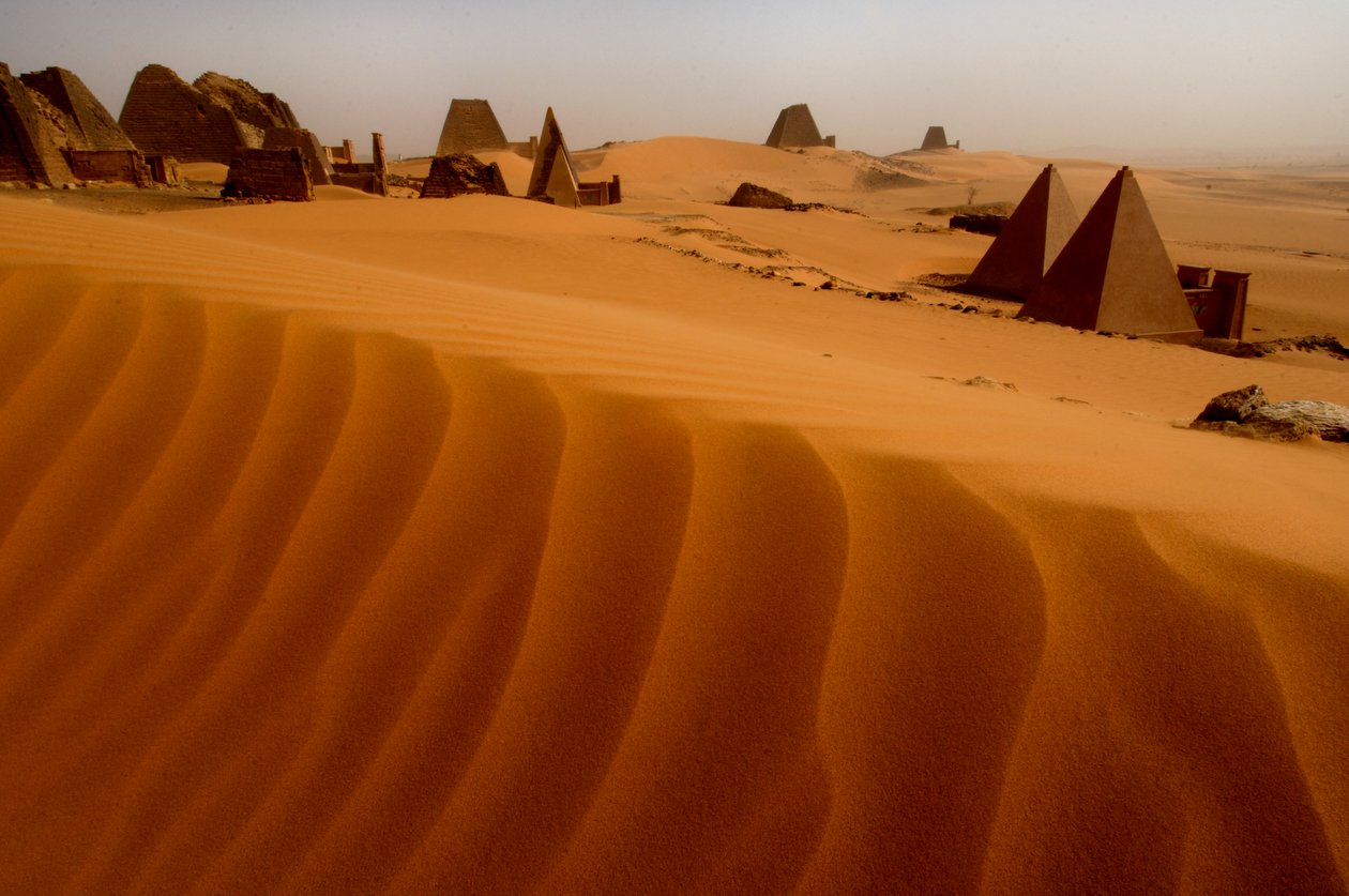 Meroe Pyramids, Begarawiya Pyramids, Sudan, Nubia, Black Pharaohs, Third Intermediate Period, 2007 (photo) by Kenneth Garrett
