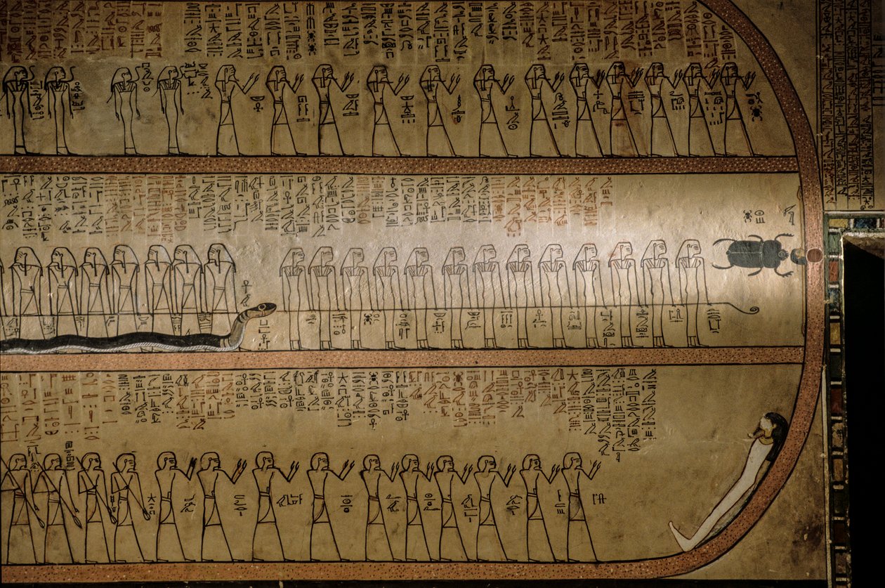 Wall mural depicting Book of the Dead, Tomb of Amenhotep II, Valley of the Kings, 2009 (photo) by Kenneth Garrett