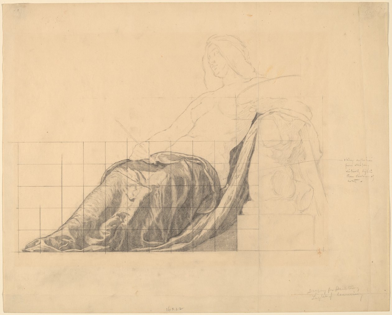 Drapery Study for Reclining Female Study for "Painting" by Kenyon Cox