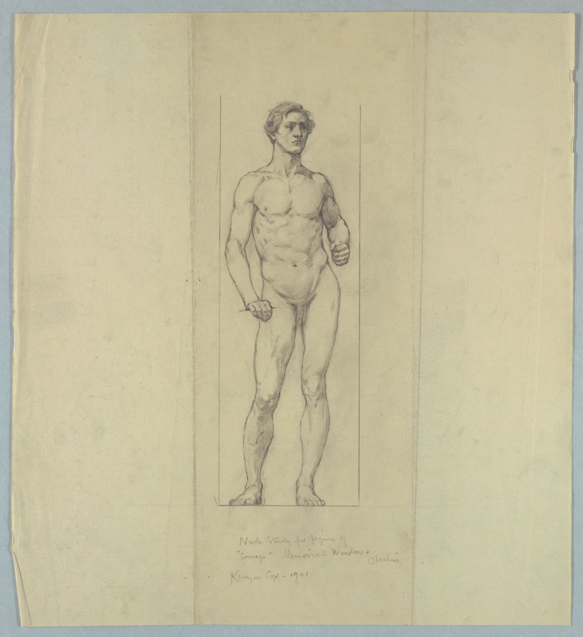 Nude Study for Figure of Courage, Memorial Window to Jacob Dolson Cox, Oberlin College by Kenyon Cox