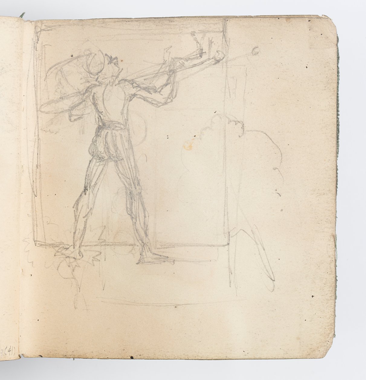 Sketchbook Page: Sketch of Figure in Hose by Kenyon Cox