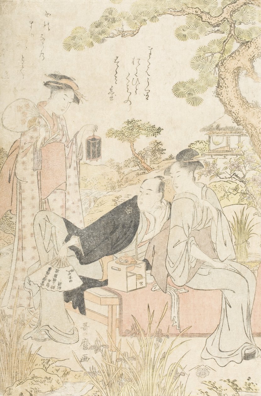 Enjoying the Cool in a Garden by Kitagawa Utamaro