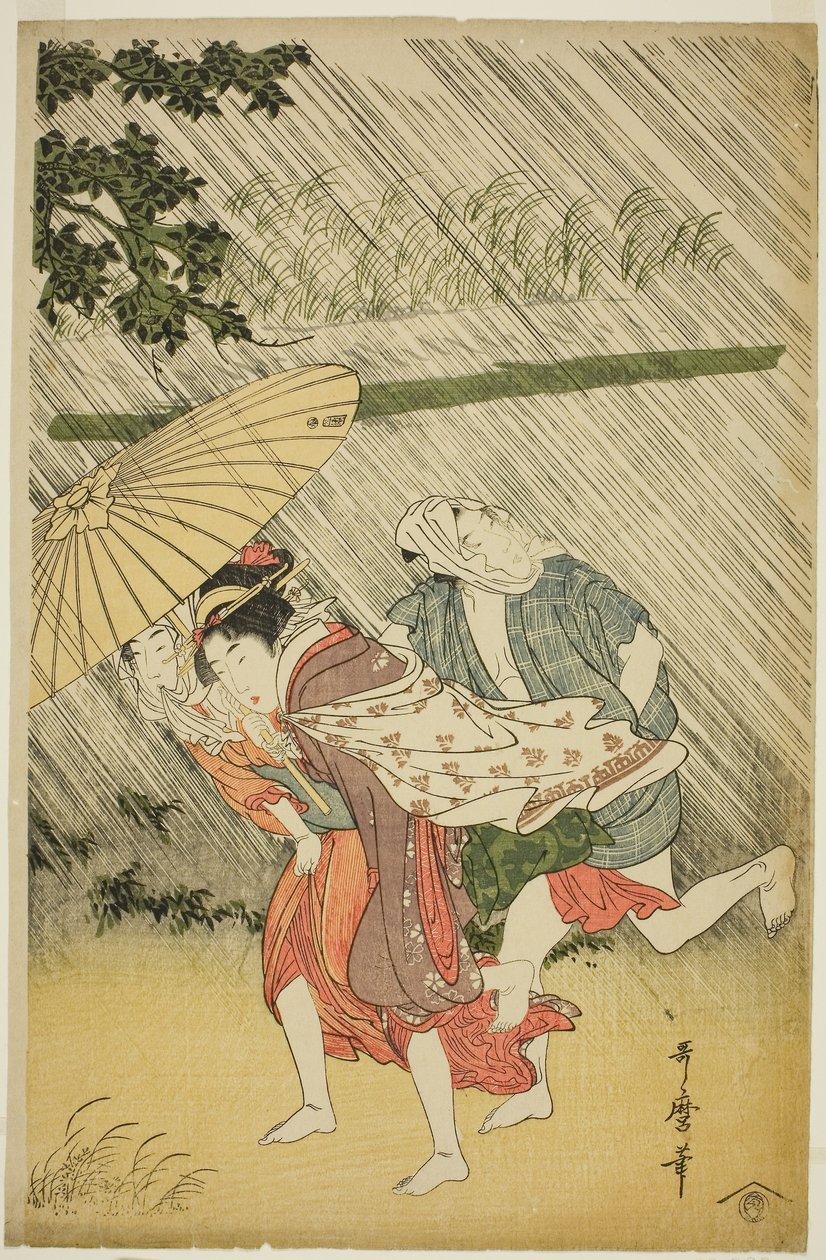 Lovers under an Umbrella by Kitagawa Utamaro