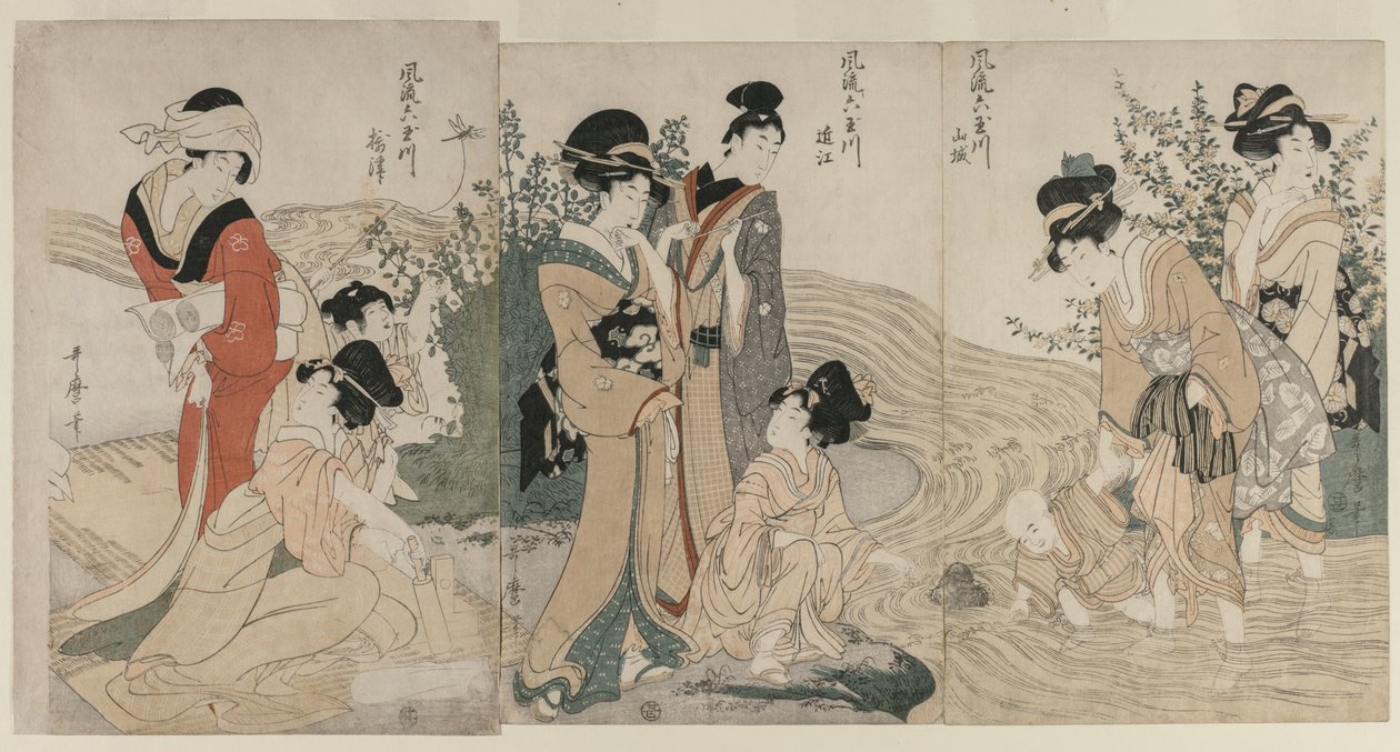 Musashi, Omi, Yamashiro, and Settsu Provinces from the series Fashionable Six Jewel Rivers by Kitagawa Utamaro