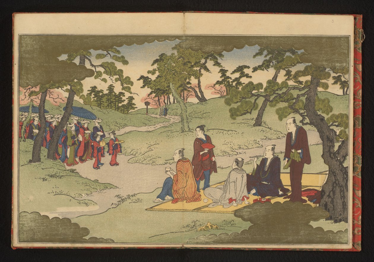 Picnicking and Enjoying Tea in the Hills at Ueno, Edo by Kitagawa Utamaro