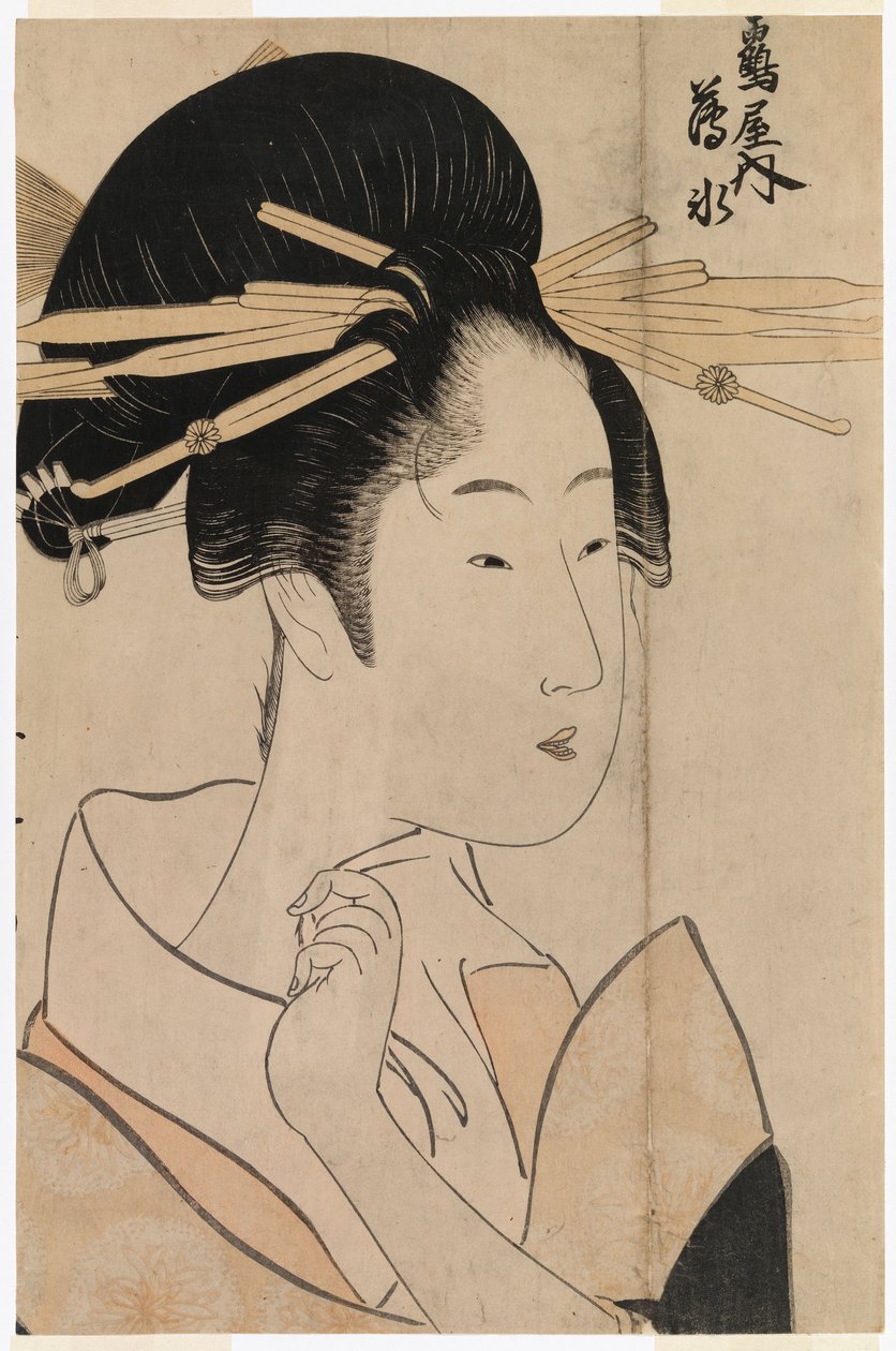 Portrait of a Geisha of the Uyo Tearoom by Kitagawa Utamaro