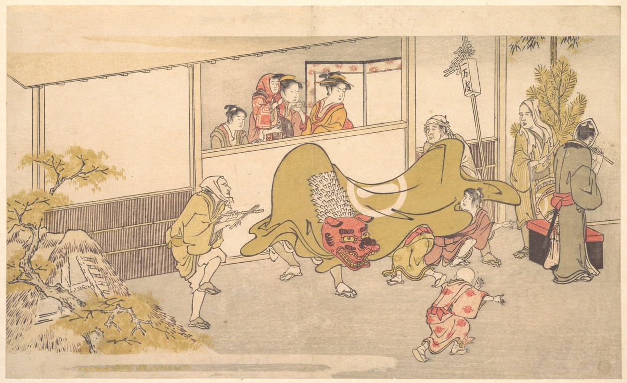 The Lion Dance by Kitagawa Utamaro