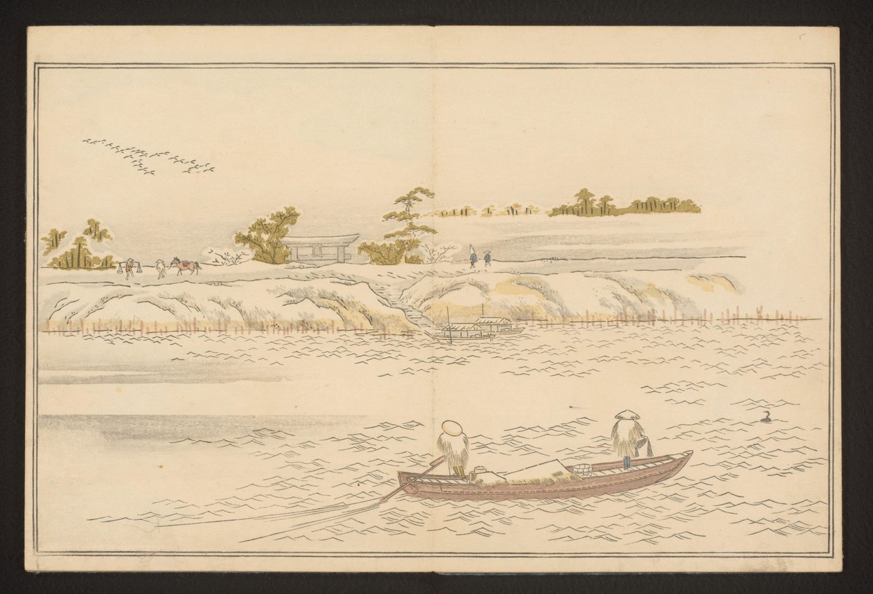 The Banks of Sumida River in Snow by Kitagawa Utamaro