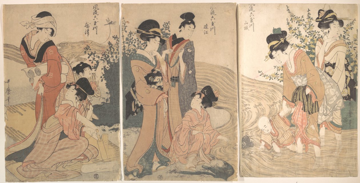Women and Children on the Banks of a Stream by Kitagawa Utamaro