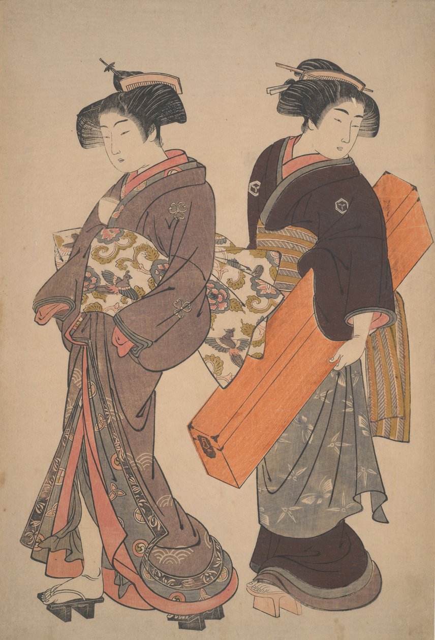 Woman with Her Maid on Her Way to an Engagement by Kitao Shigemasa