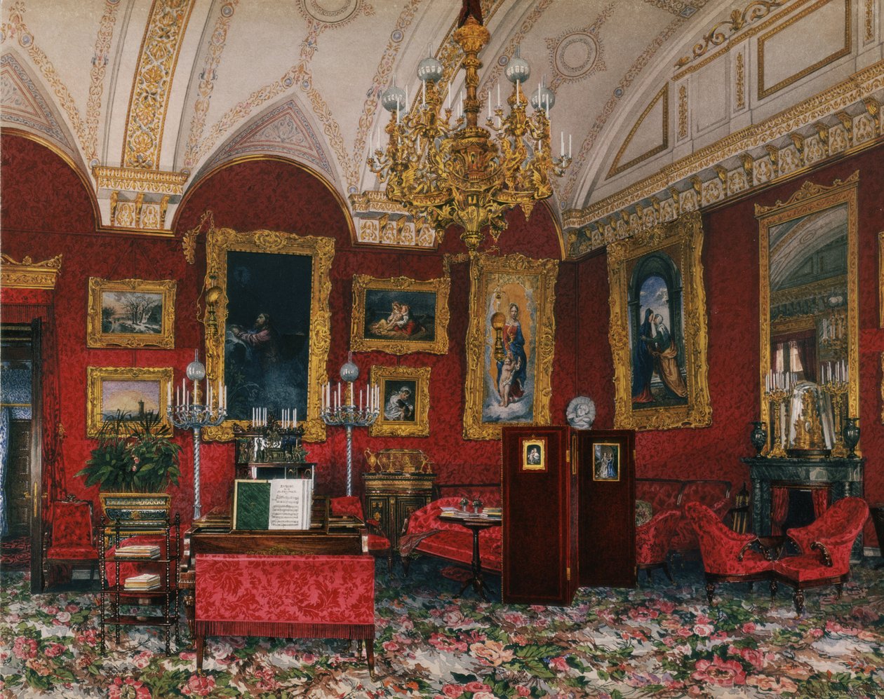 Interiors of the Winter Palace. The Study of Grand Princess Maria Nikolayevna, End of 19th century by Konstantin Andreyevich Ukhtomsky