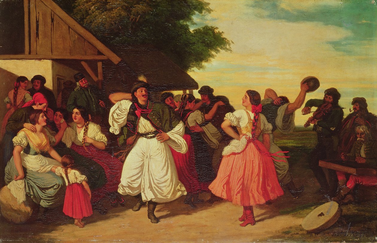 A Village Wedding Feast by Károly Lotz