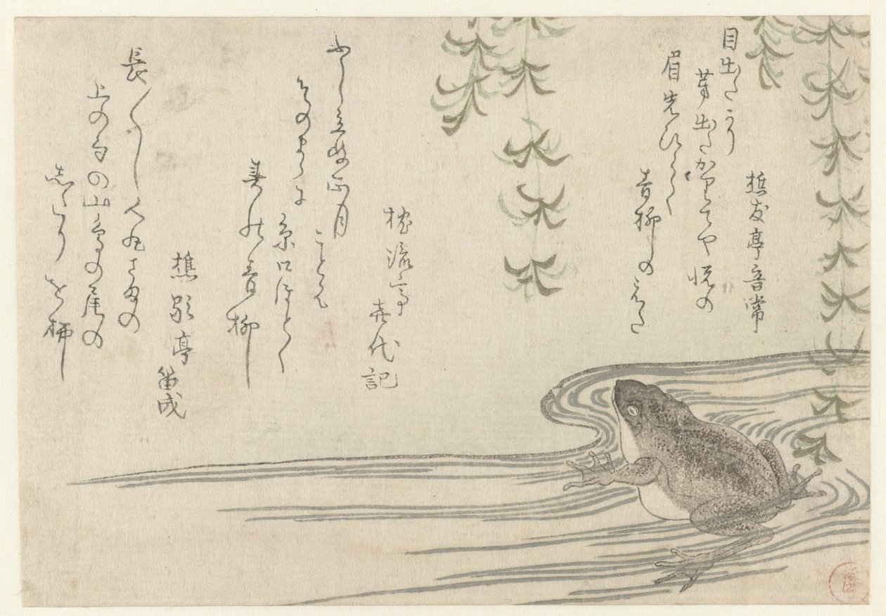 Frog under a Willow Tree by Kubota Shunman
