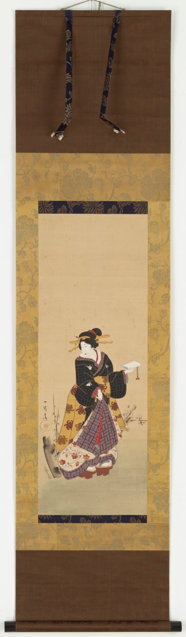 An Oiran Standing by a Plum Tree by Kuniyuki Utagawa