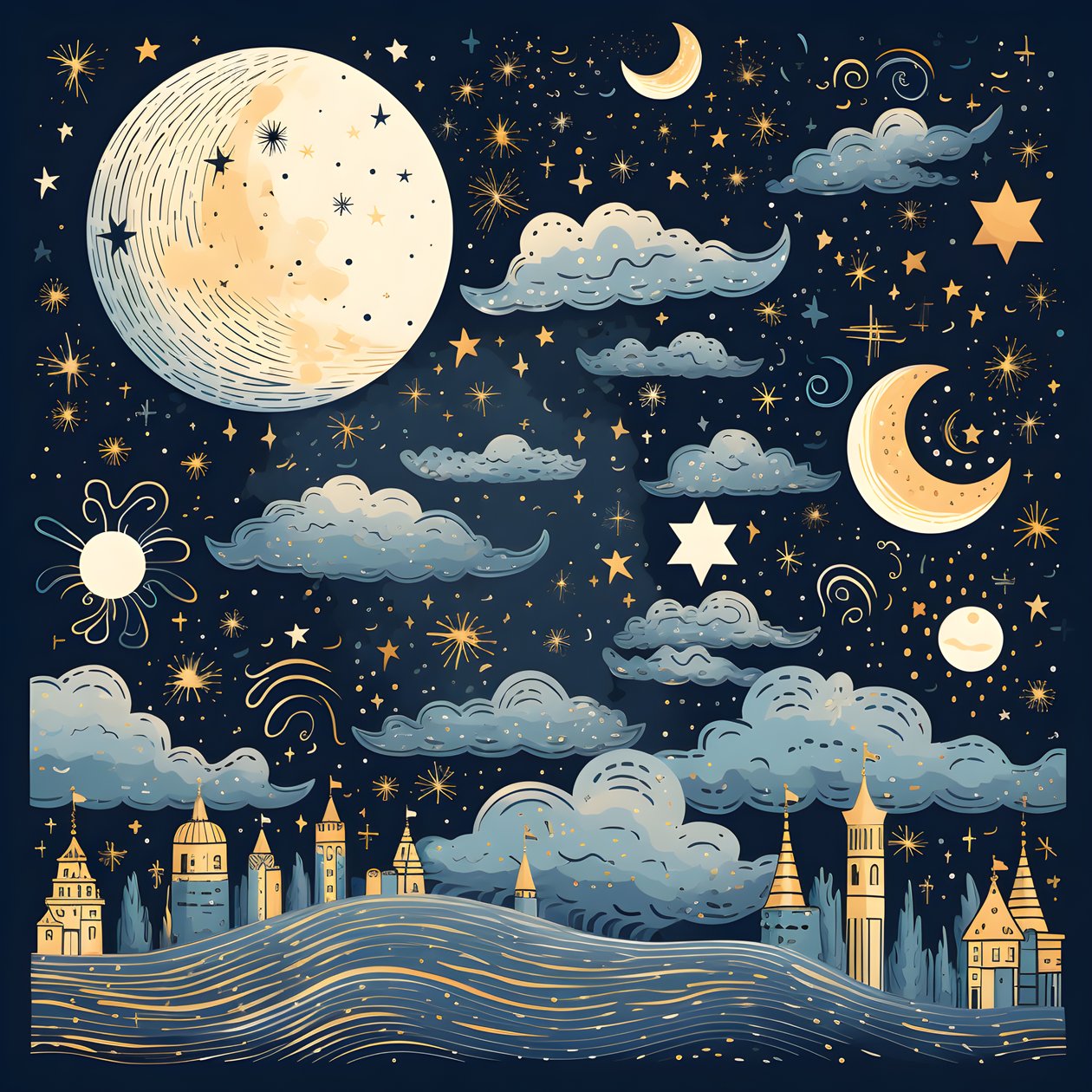 A Collection of Isolated Fantasy Illustrations of Sky Elements 4 by Kurt Heppke