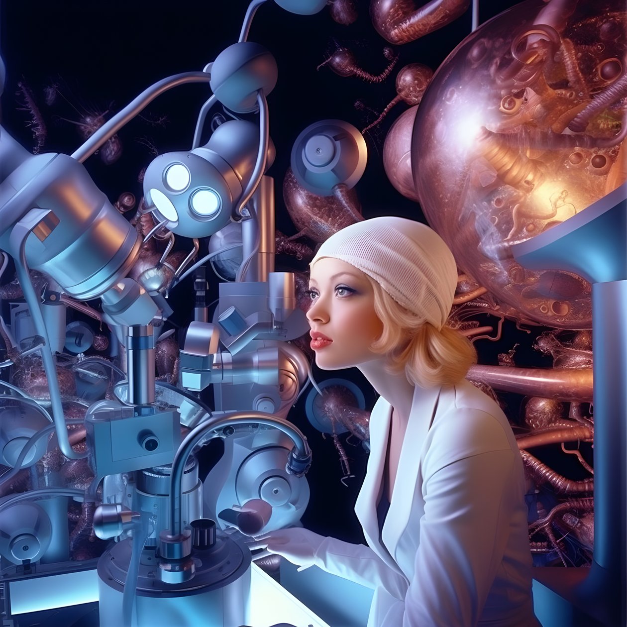 Super-Resolution Electron Microscope Shot of Woman in the Artistic ...