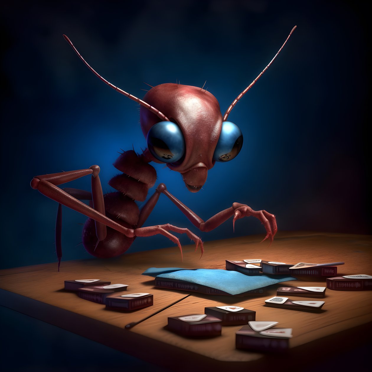 anthropomorphic wild ant with eyebrows and blue eyes 4 by Kurt Heppke