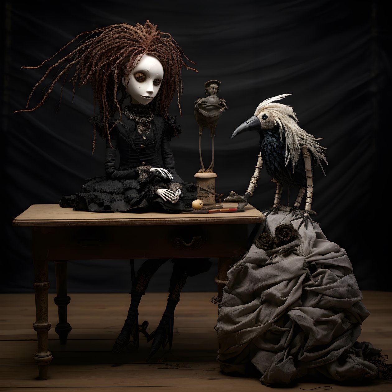A Large Doll on a Table with a Skeleton on It 2 by Kurt Heppke
