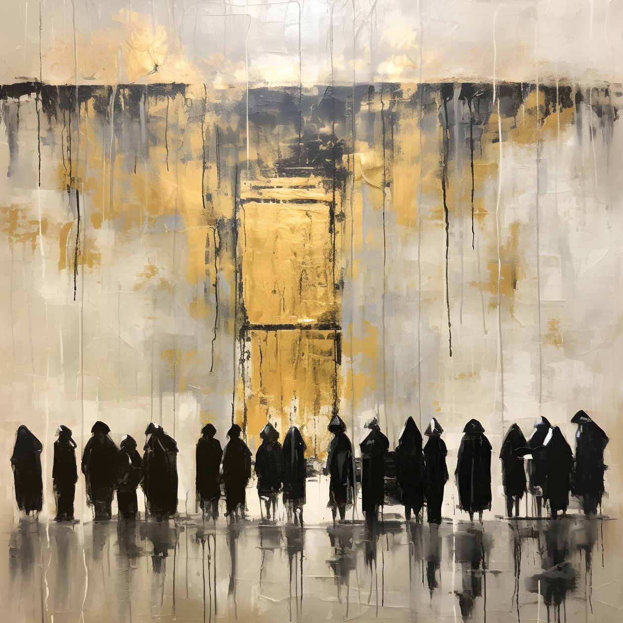 Black and White Clothed People Praying Facing the Wall 2 by Kurt Heppke