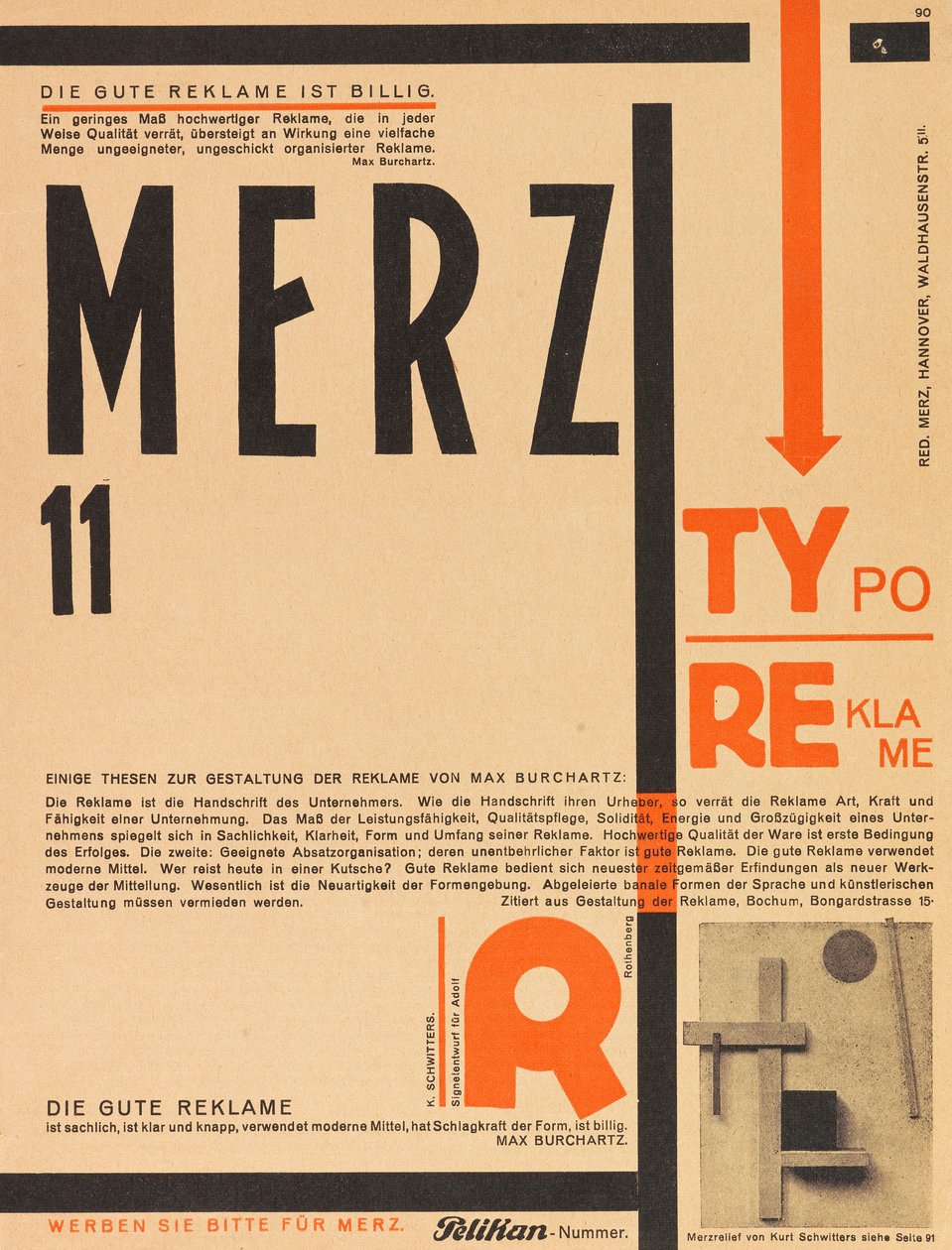 Merz 11. Typoreklame, 1924 by Kurt Schwitters