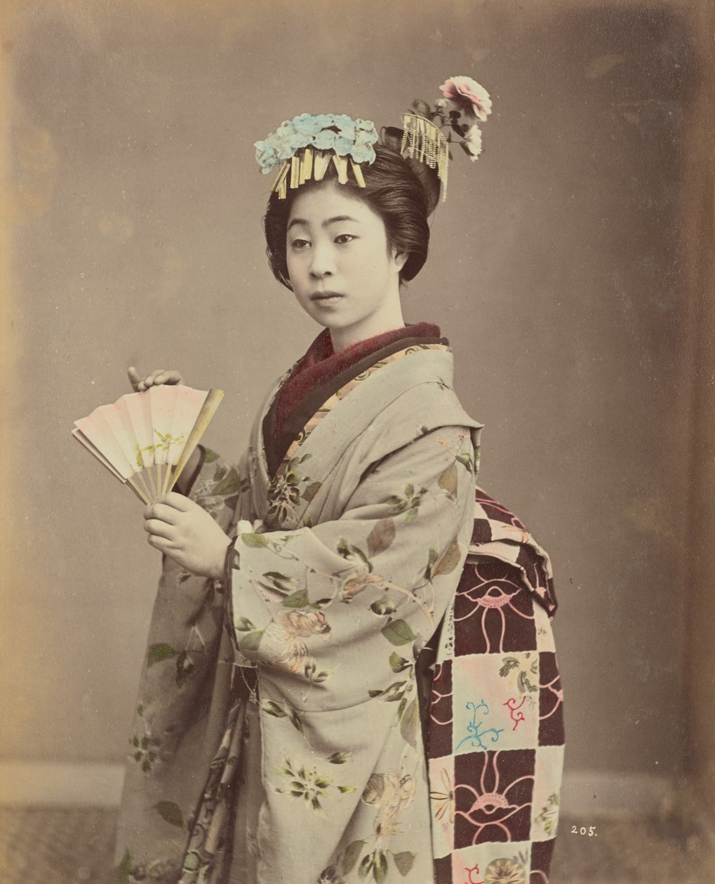 Young Woman with Fan by Kusakabe Kimbei