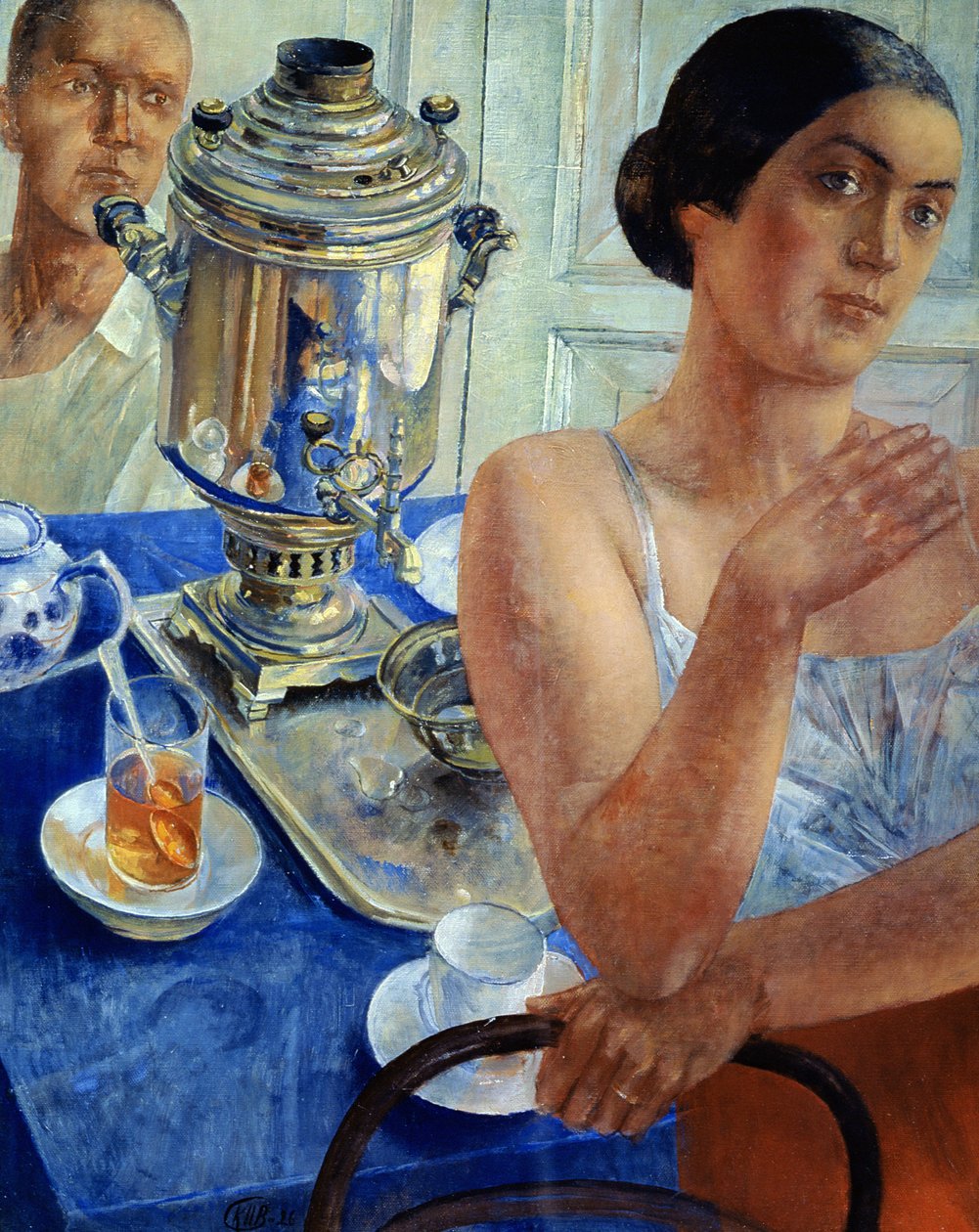 At the Samovar, 1926 by Kuzma Sergeevich Petrov Vodkin