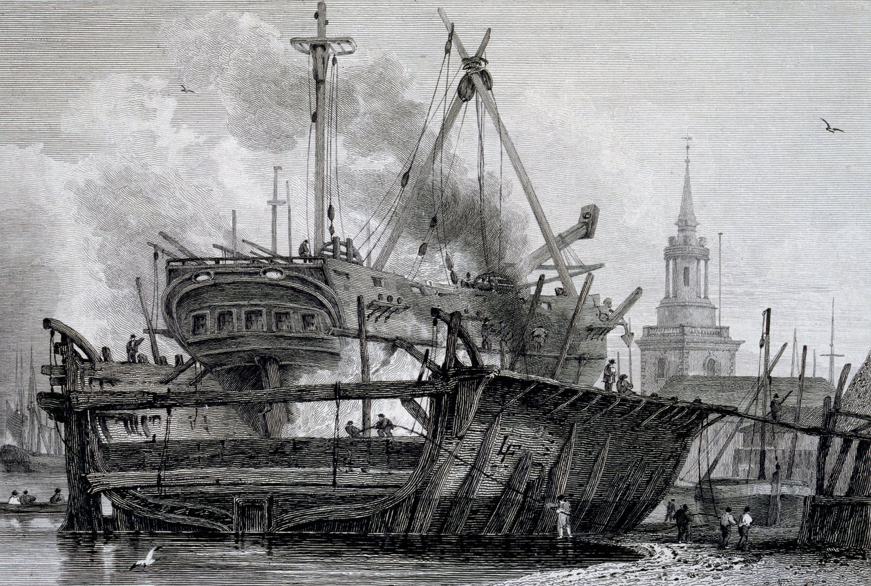 Rotherhithe, the Floating Dock in 1815, engraved by J. C. Allen, from ...