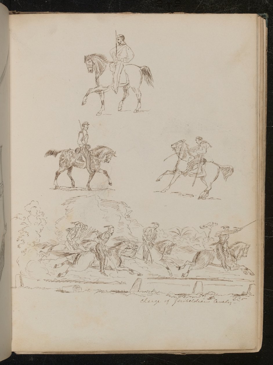 Studies of Soldiers on Horseback, the Group Scene is Inscribed 
