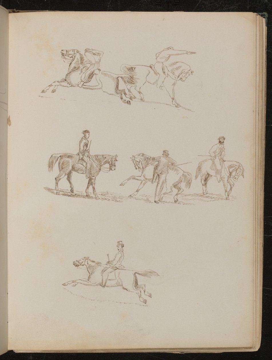 Six Studies of Horses with Various Male Riders in Various Poses, One ...