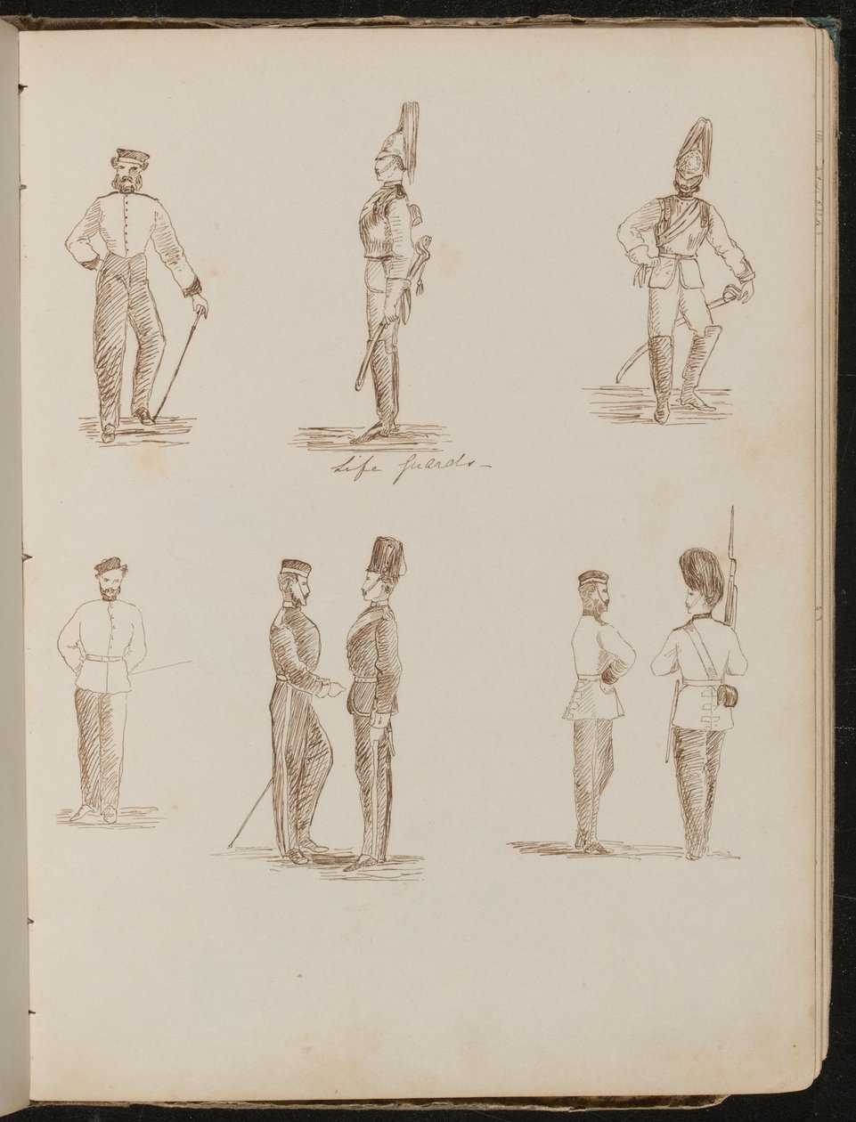 Eight Studies of Standing Soldiers in Uniform by Lady Butler