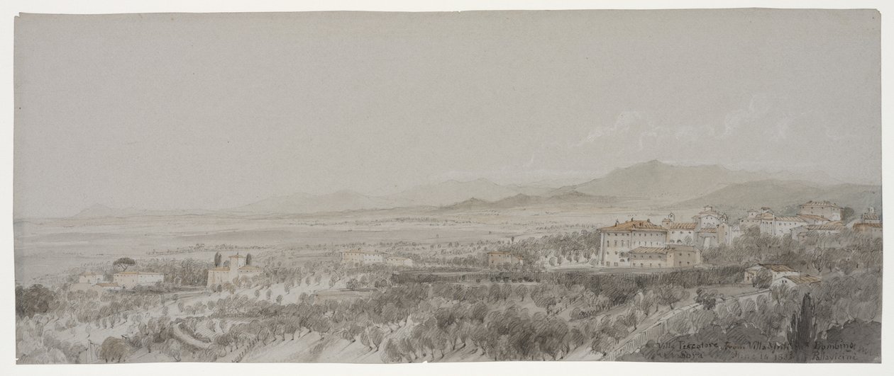 View of the Villa Pescatore from Villa Muti, Piombino by Lady Elizabeth Susan Percy