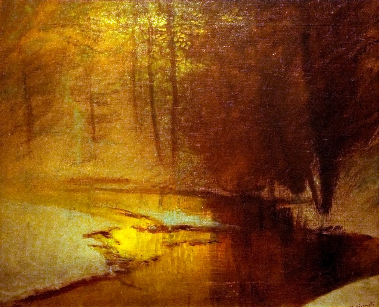 Golden Lights in the Winter Forest by Laszlo Mednyanszky