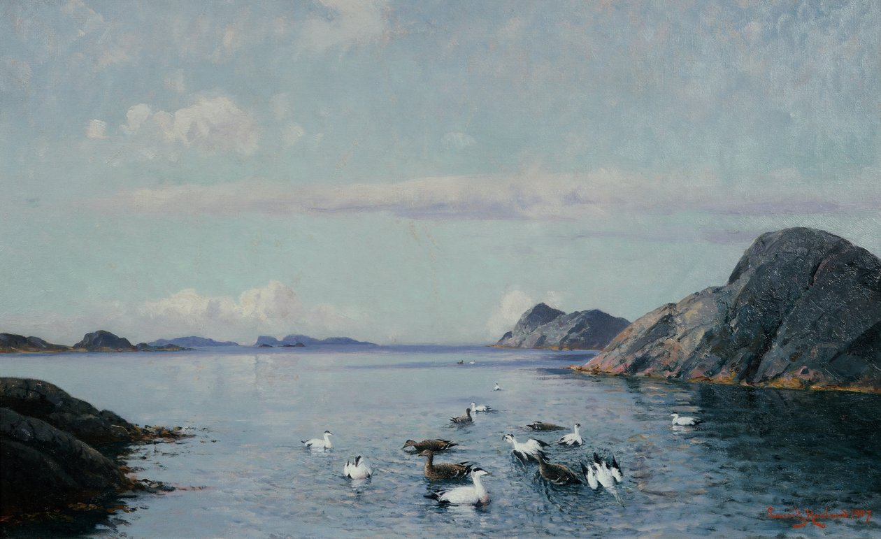 Southern Coast with Sea Birds by Lauritz Haaland