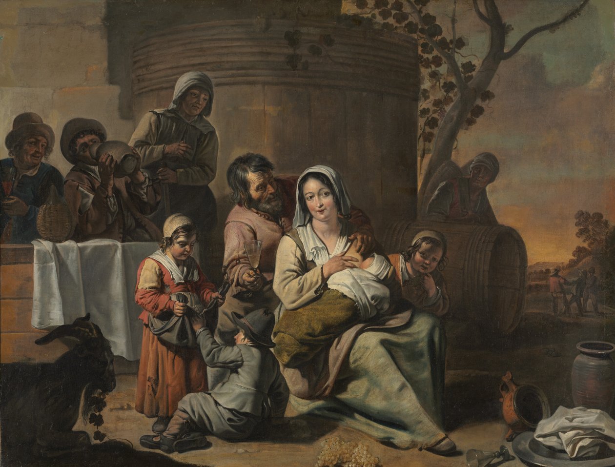 Vintage Scene and Peasant Children Dancing, 1650s by Le Nain Brothers