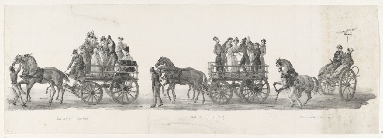 Invitation for a Concert, the Ball and Drunken Students, 1835 by Leendert Springer (I)