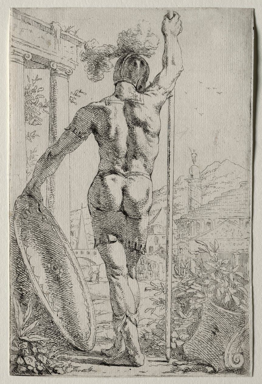 A Soldier Standing, Seen from Behind by Leendert van der Cooghen