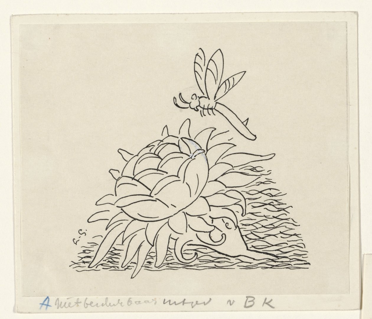 Flower with a Dragonfly by Leo Gestel (signed by artist)