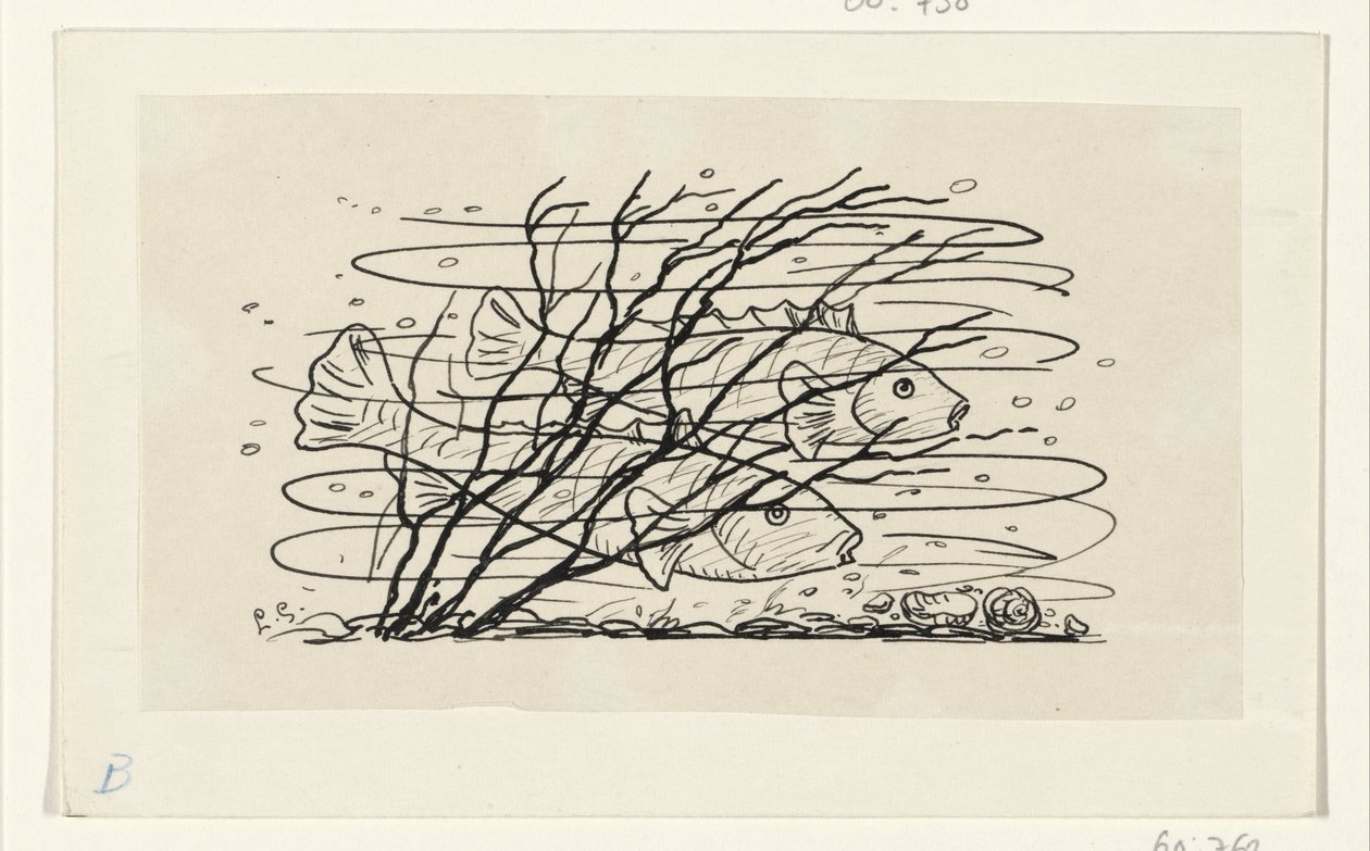 Two fish in the water by Leo Gestel (signed by artist)