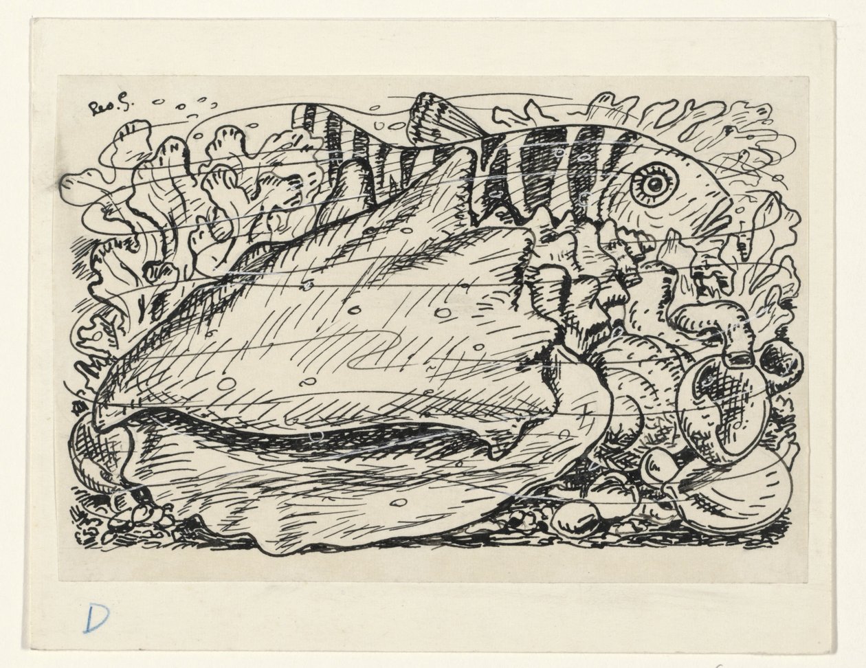 Fish and Shell in the Water by Leo Gestel (signed by artist)