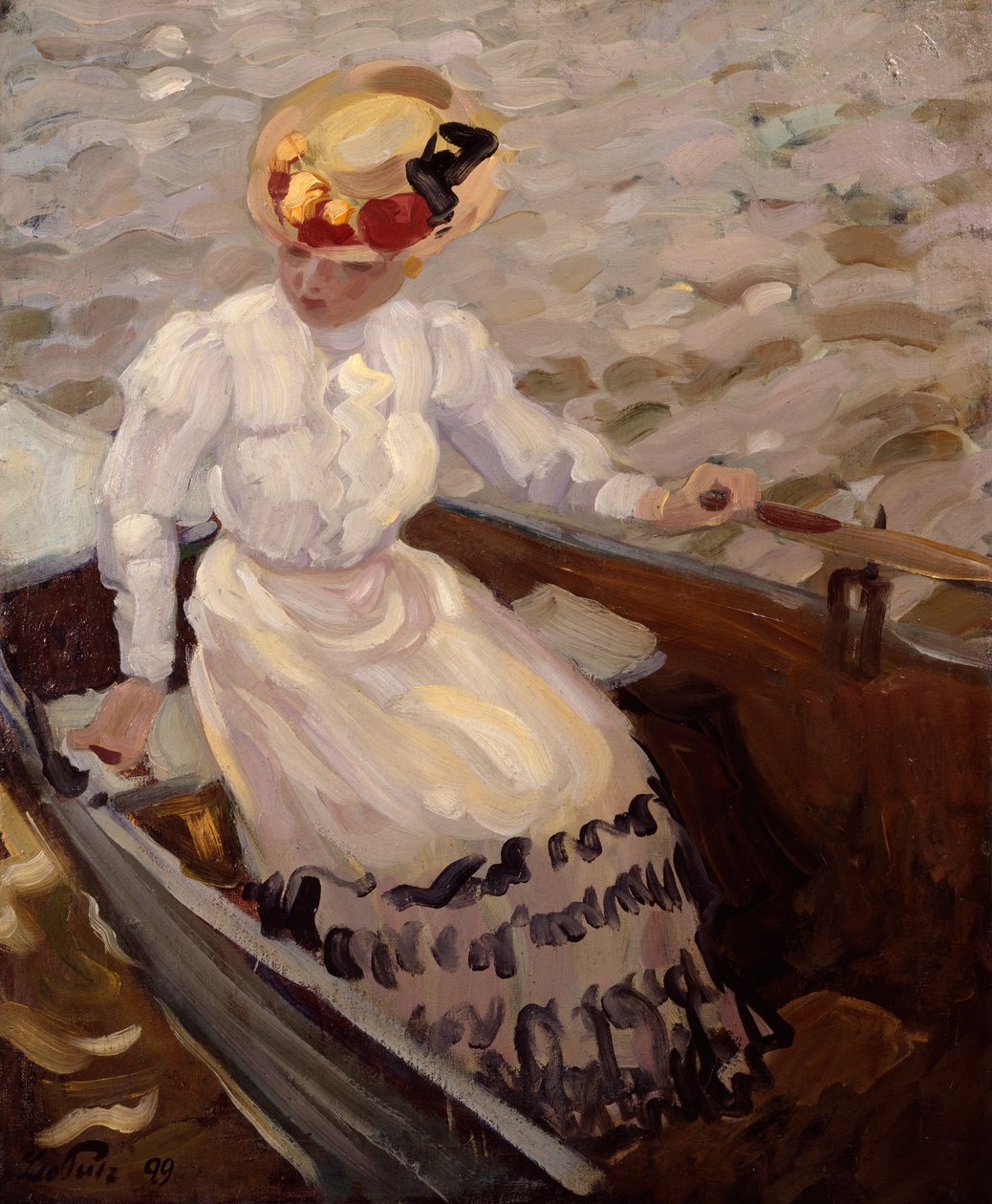 An Elegant Lady in a Rowing Boat by Leo Putz