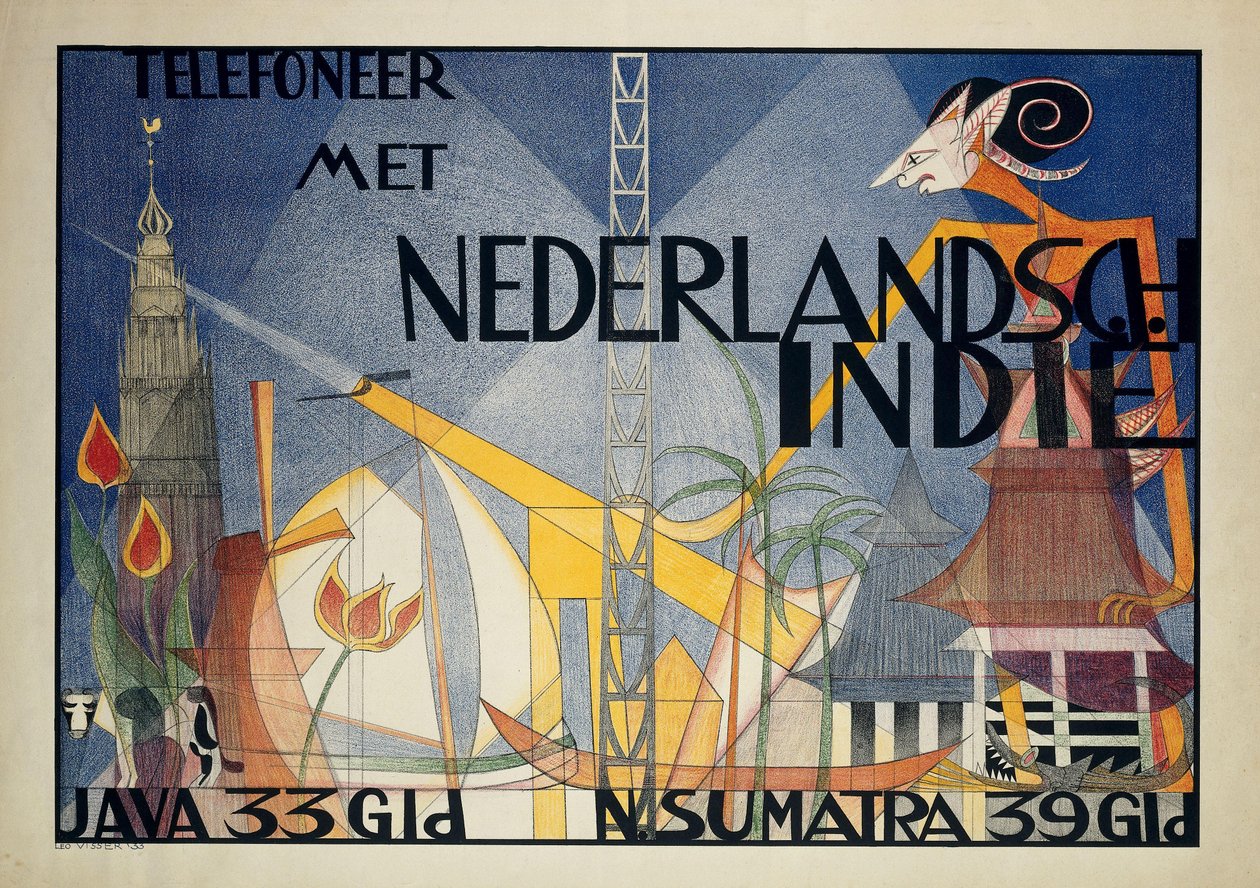 Poster Telephone with the Dutch East Indies by Leo Visser