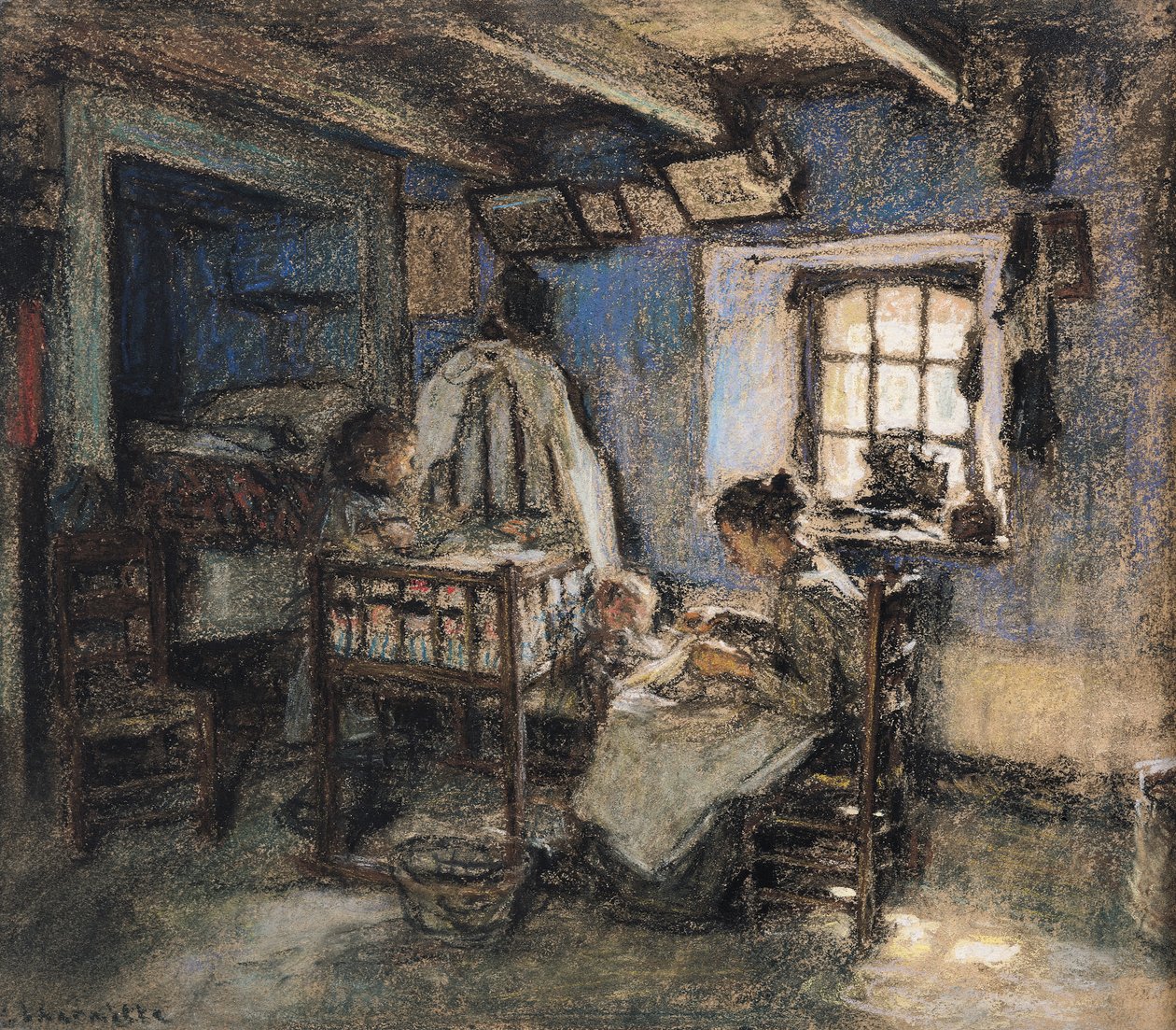 Domestic Interior, Wissant, 1913 by Leon Augustin Lhermitte