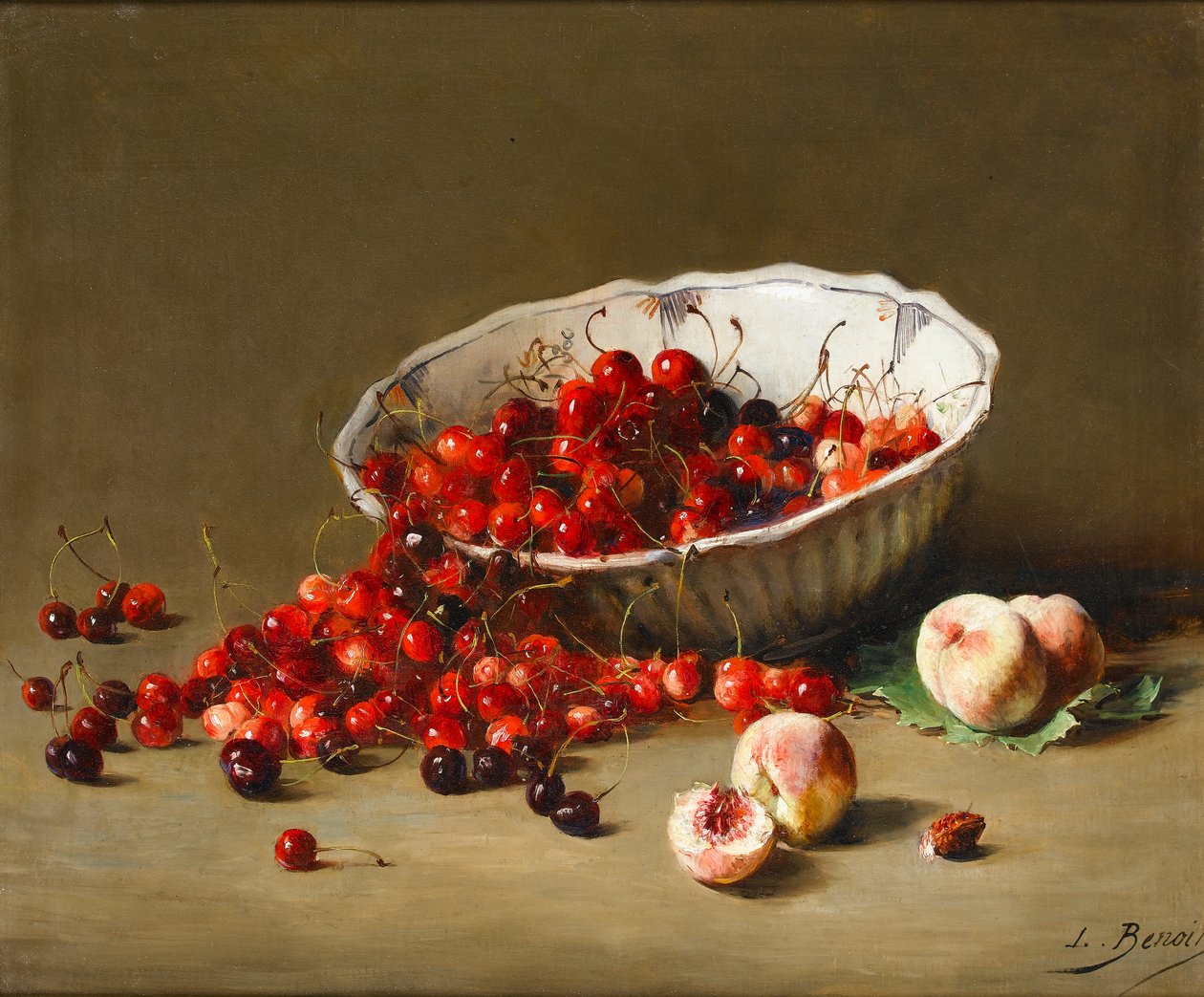 A Bowl of Cherries by Leon-Alfred Benoit