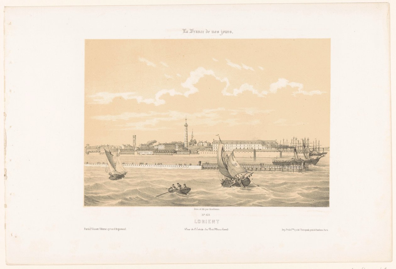View of the Harbor Entrance of Lorient (Contemporary France) by Leon Auguste Asselineau