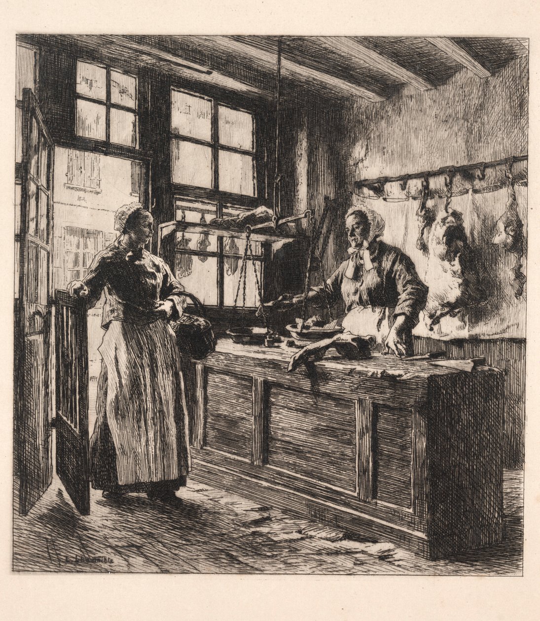 Interior of a Butcher Shop by Leon Augustin Lhermitte