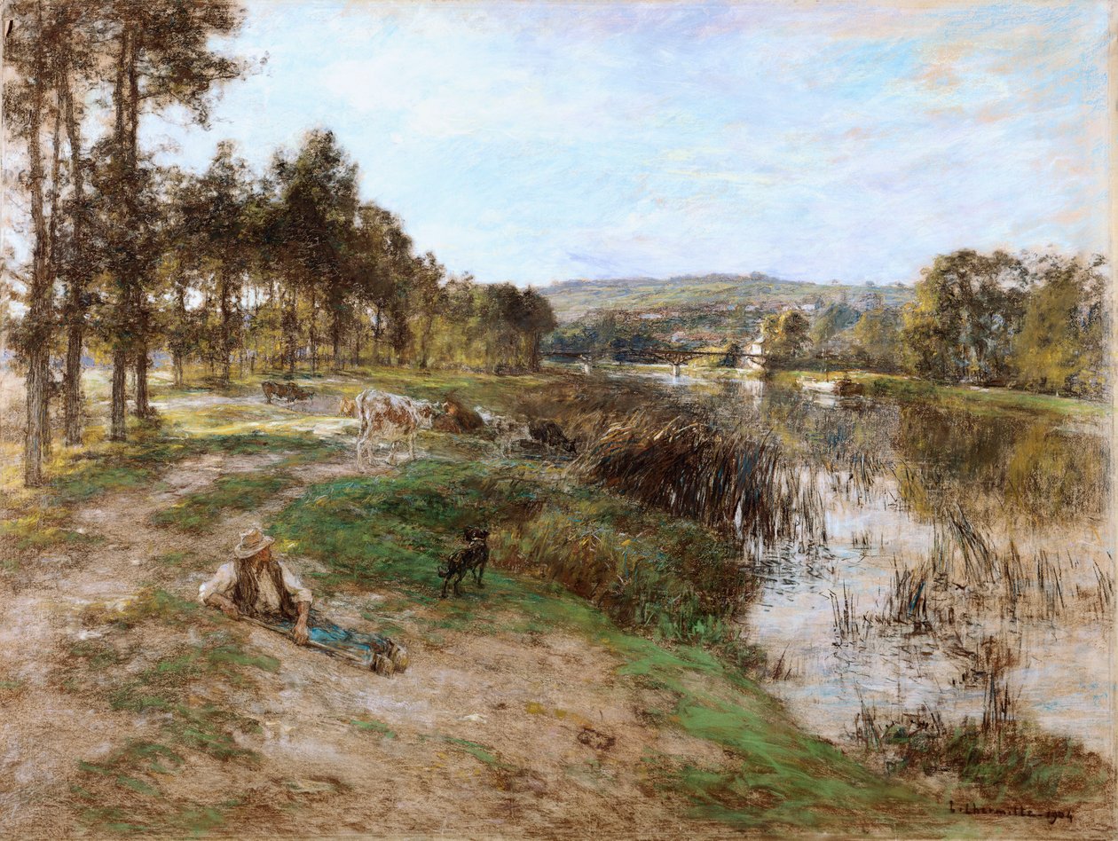 On the Banks of the Marne by Leon Augustin Lhermitte
