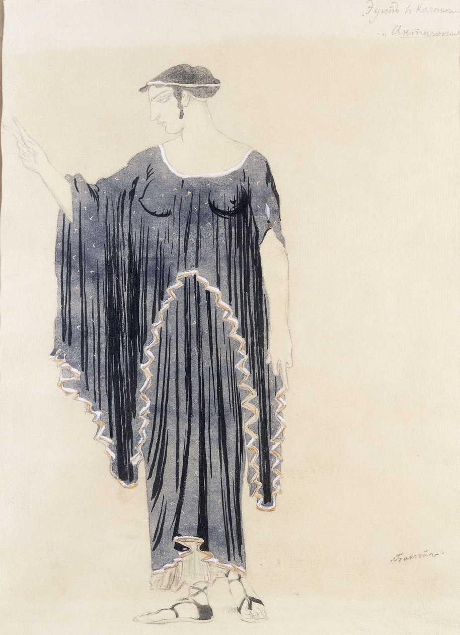 Costume design for Oedipus at Colonnus- Antigone, c. 1899 to 1909 by Leon Bakst
