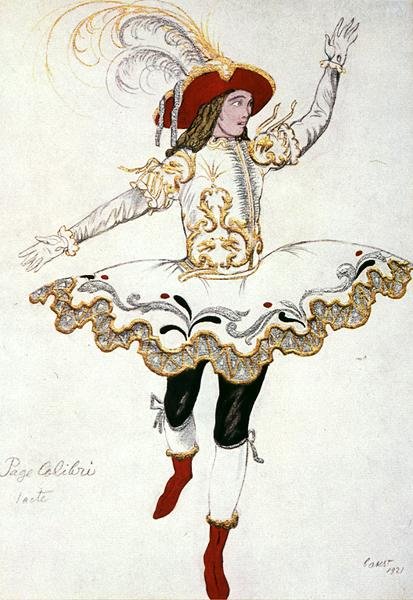 Costume design for The Pageboy of the Fairy Humming Bird, from Sleeping Beauty by Leon Bakst