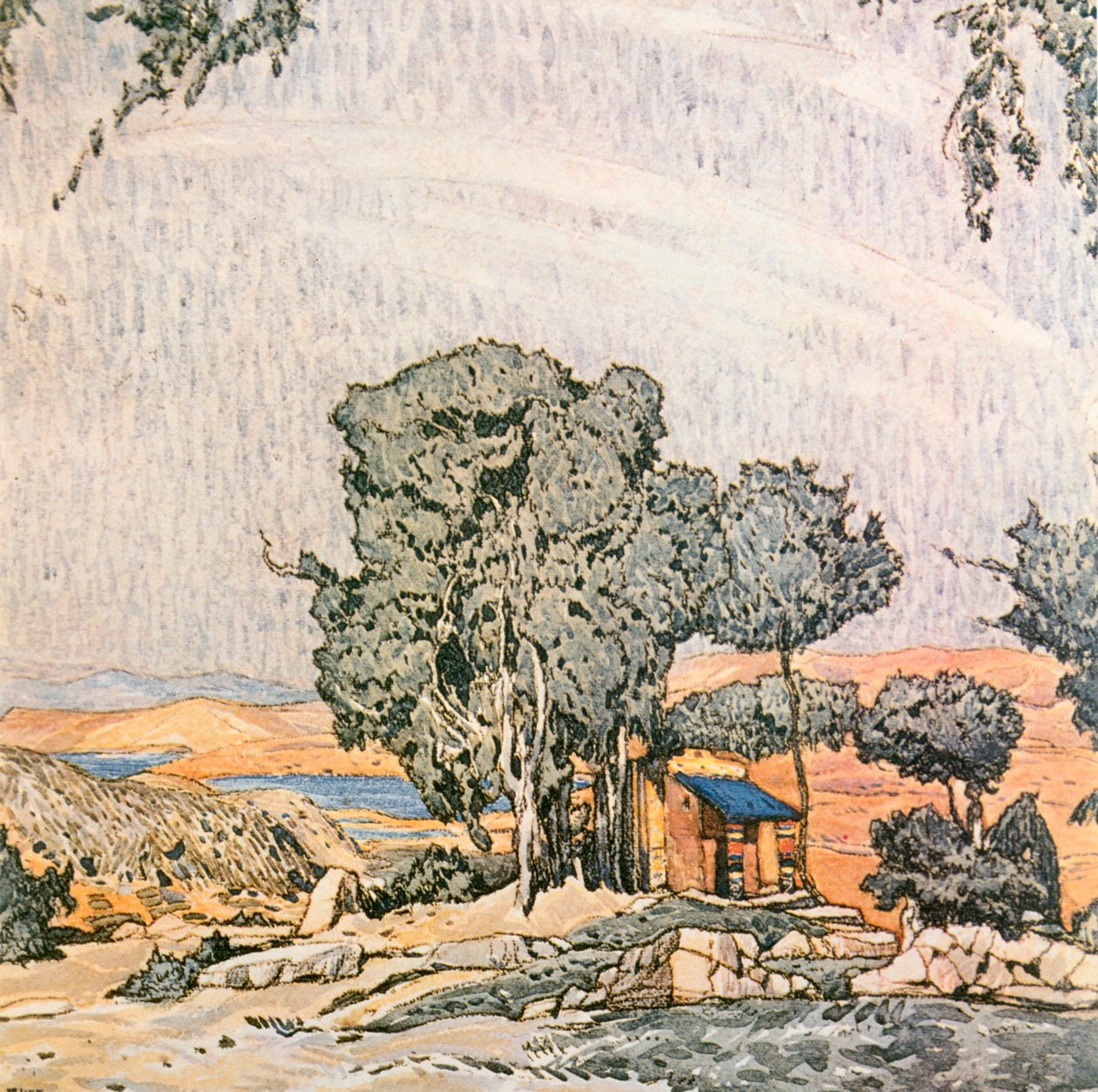 Set Design for Act I of Helen of Sparta, performed by Ida Rubenstein