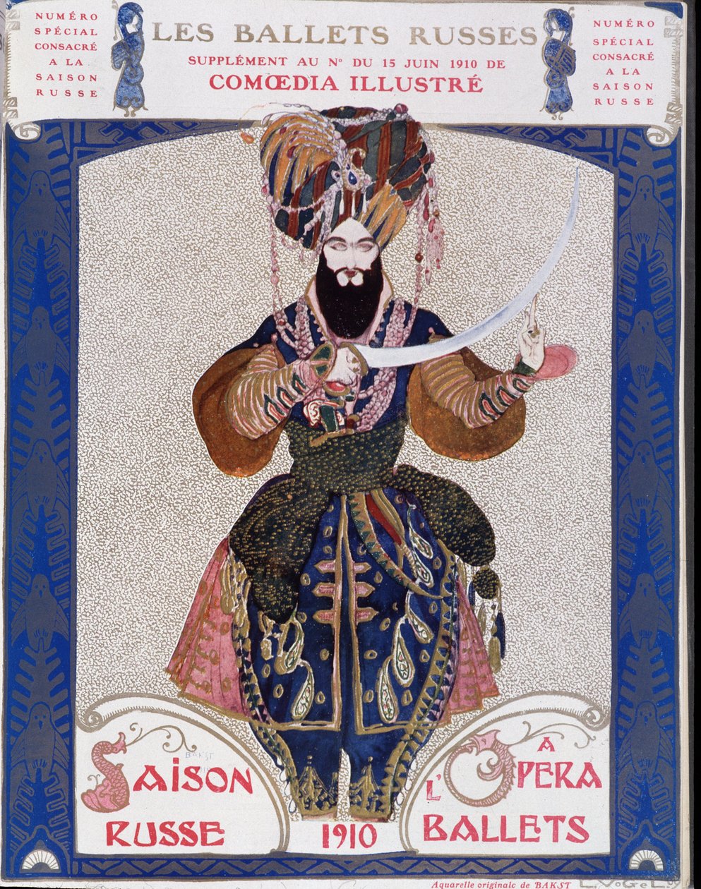 The Russian ballets at the opera - watercolor by Bakst, in 